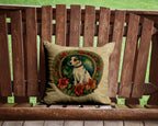 Jack Russell Terrier Christmas Flowers Throw Pillow