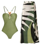2024 Women's One-Piece Swimsuit with Cover-Up Set