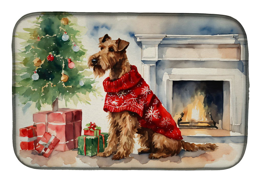 Irish Terrier Cozy Christmas Dish Drying Mat