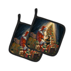Finnish Spitz and Santa Claus Pair of Pot Holders