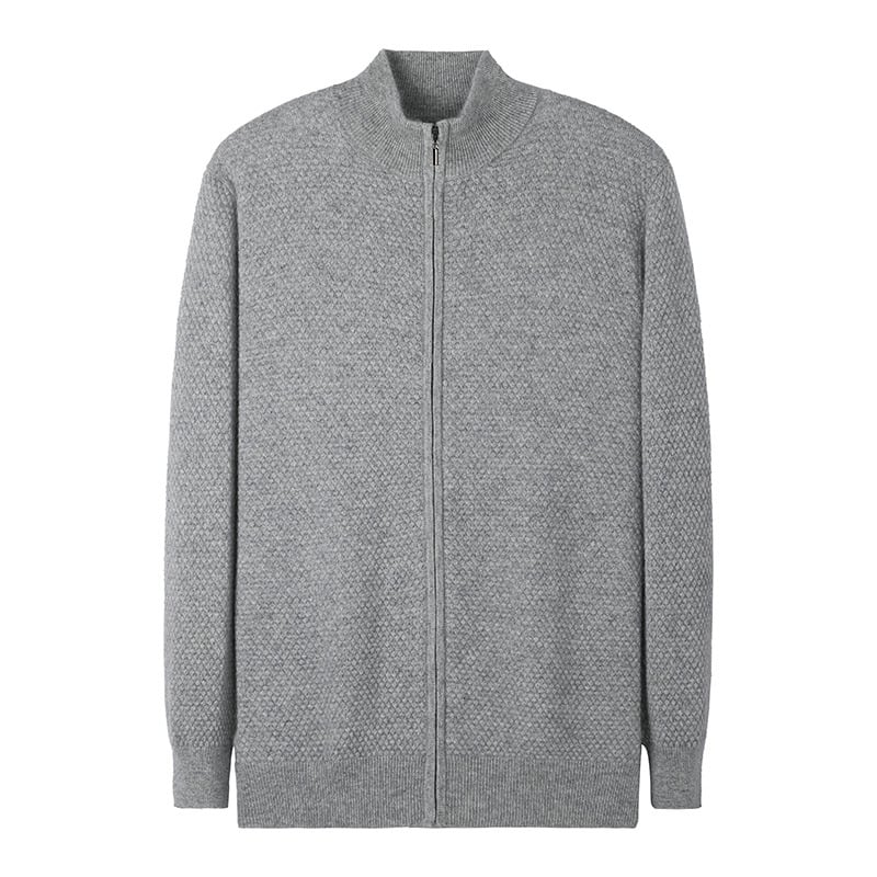 Loose Knit Solid Wool Sweater with Zippered Turtleneck