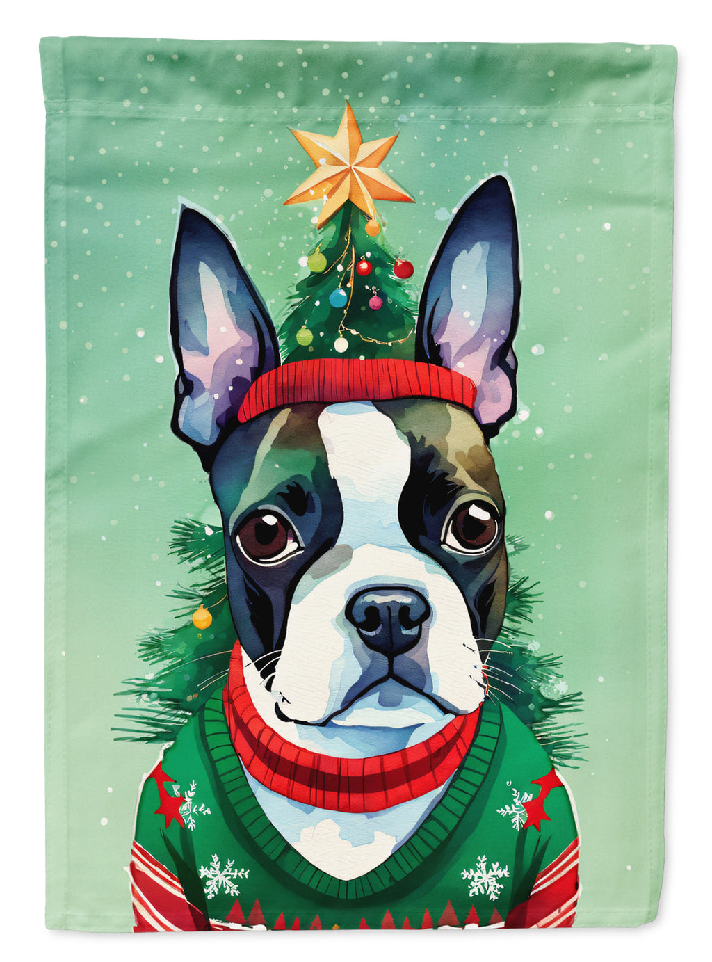 Boston Terrier Christmas Garden Flag
