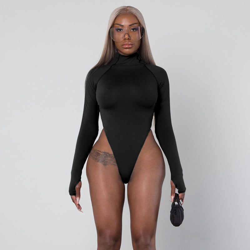 Neon Green High Neck Long Sleeve Women's Bodysuit