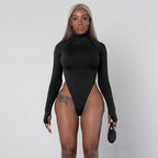 Neon Green High Neck Long Sleeve Women's Bodysuit