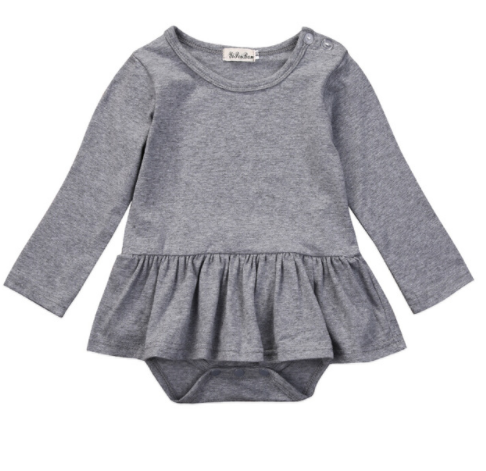 INS Baby Cotton Long Sleeve Bodysuit with Skirt