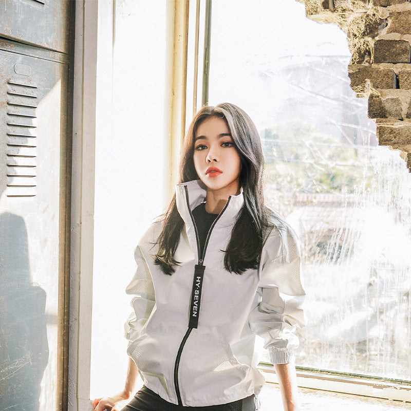 Women's Quick Dry Hooded Fitness Jacket with Zipper