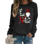 Printed Round Neck Long Sleeve Santa Sweater Coat for Women