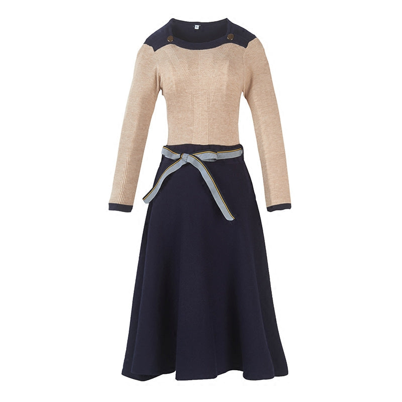 A-line Mini Sweater Dress with Turtleneck for Women
