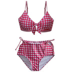 Women's High-Waisted Checkered Bikini Set
