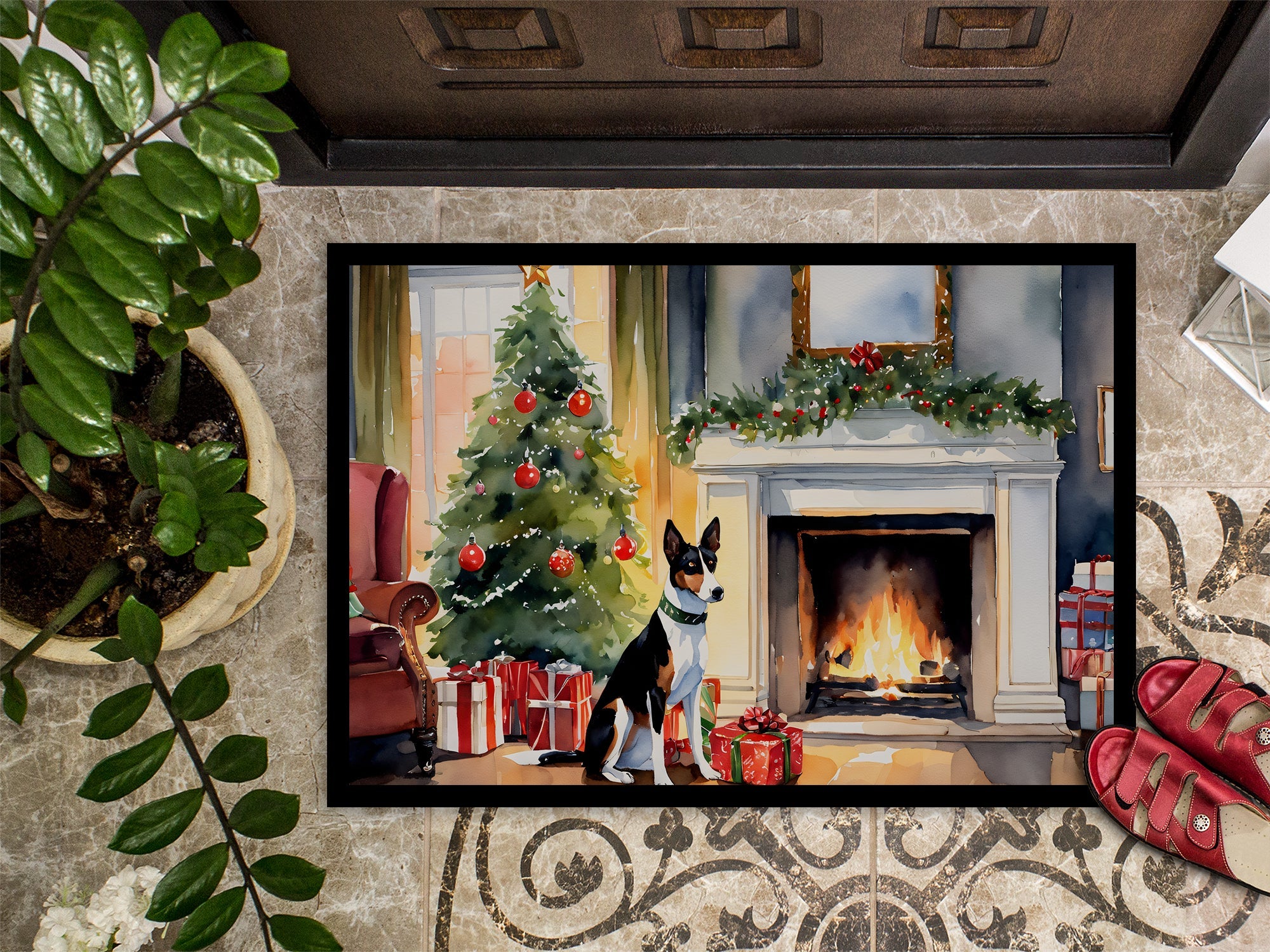 Basenji Cozy Christmas Doormat