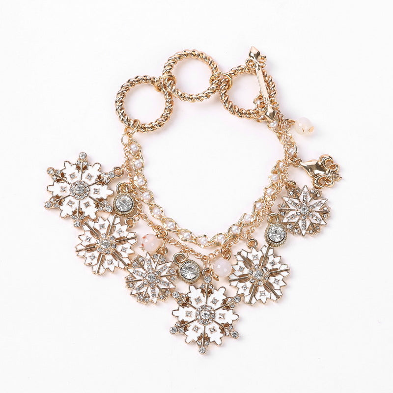 Christmas Bracelet with Snowflake Charms and Pendants