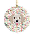 Small Greek Domestic Dog Merry Christmas Ceramic Ornament