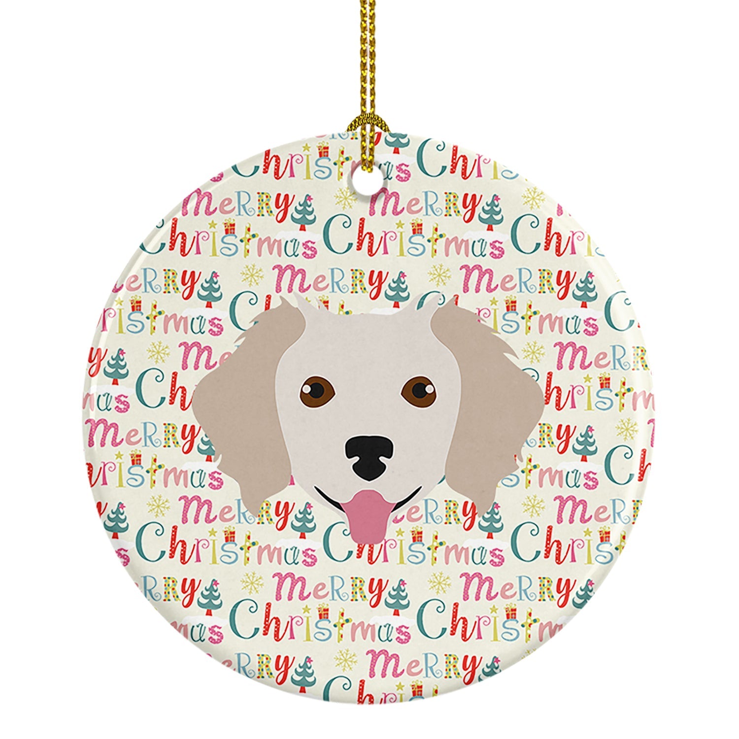Small Greek Domestic Dog Merry Christmas Ceramic Ornament