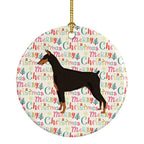 Doberman Pinscher Merry Christmas Ceramic Ornament
