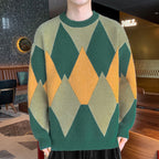 Men's Retro Round Neck Sweater for Spring & Autumn