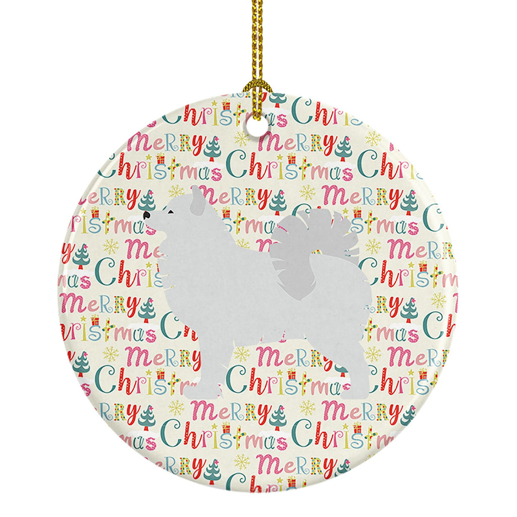Samoyed Merry Christmas Ceramic Ornament