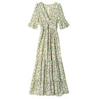 V-neck Chiffon Long Fairy Dress with High Waist