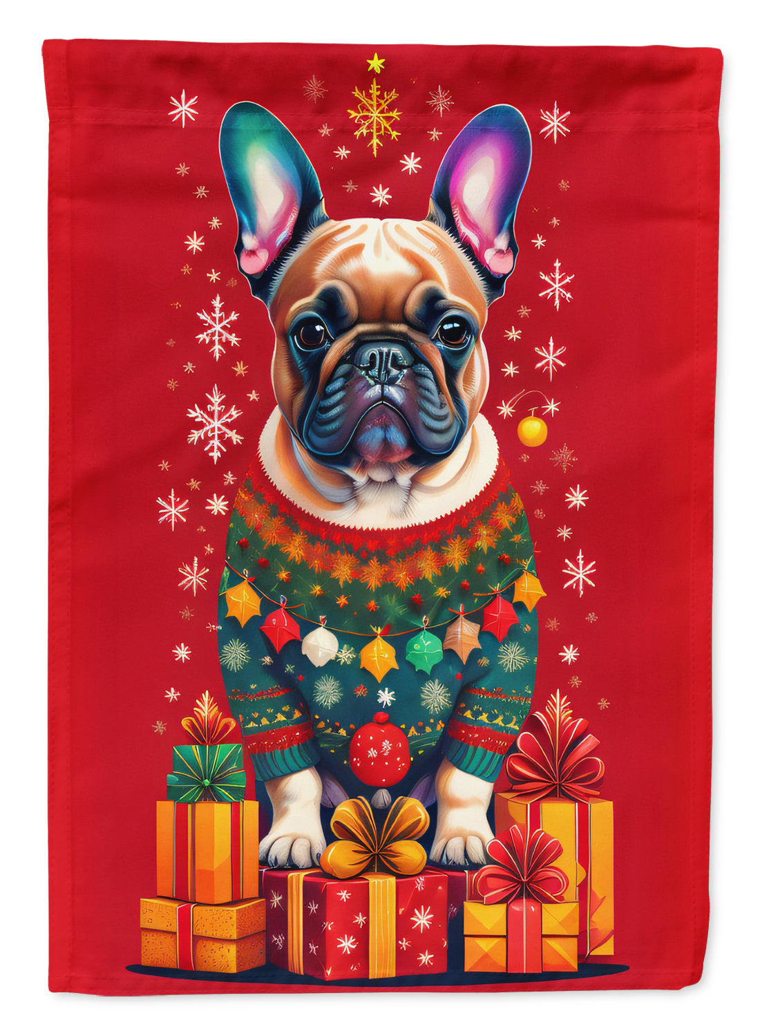 French Bulldog Holiday Christmas House Flag
