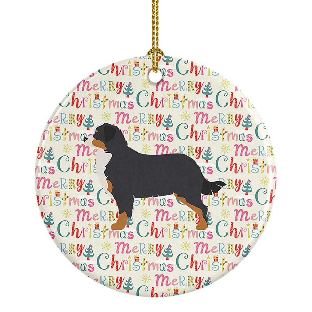 Bernese Mountain Dog Merry Christmas Ceramic Ornament
