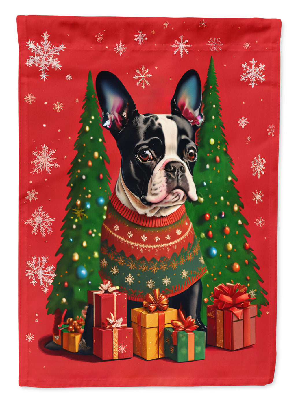 Boston Terrier Holiday Christmas Garden Flag