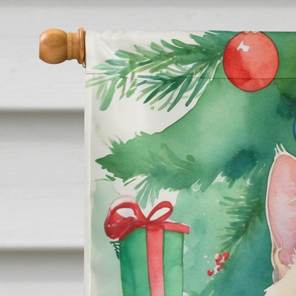 Ural Rex Cat By the Christmas Tree House Flag
