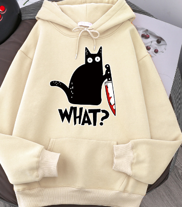 Black Cat Women's Hooded Sweatshirt | Streetwear