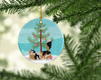 Munchkin Cat Christmas Ceramic Ornament