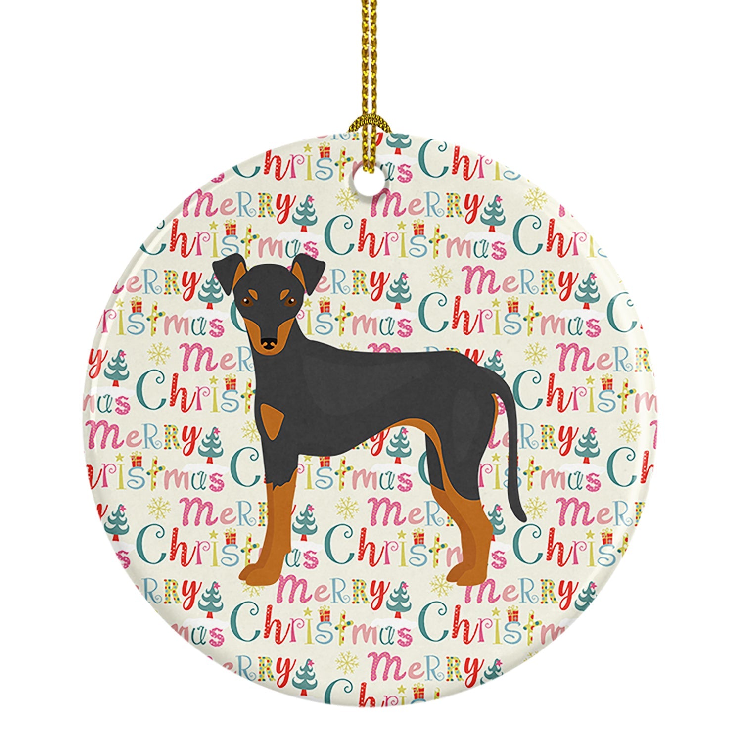 Manchester Terrier #2 Merry Christmas Ceramic Ornament