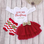 Girls' Long Sleeve Christmas Bodysuit with Tulle Skirt