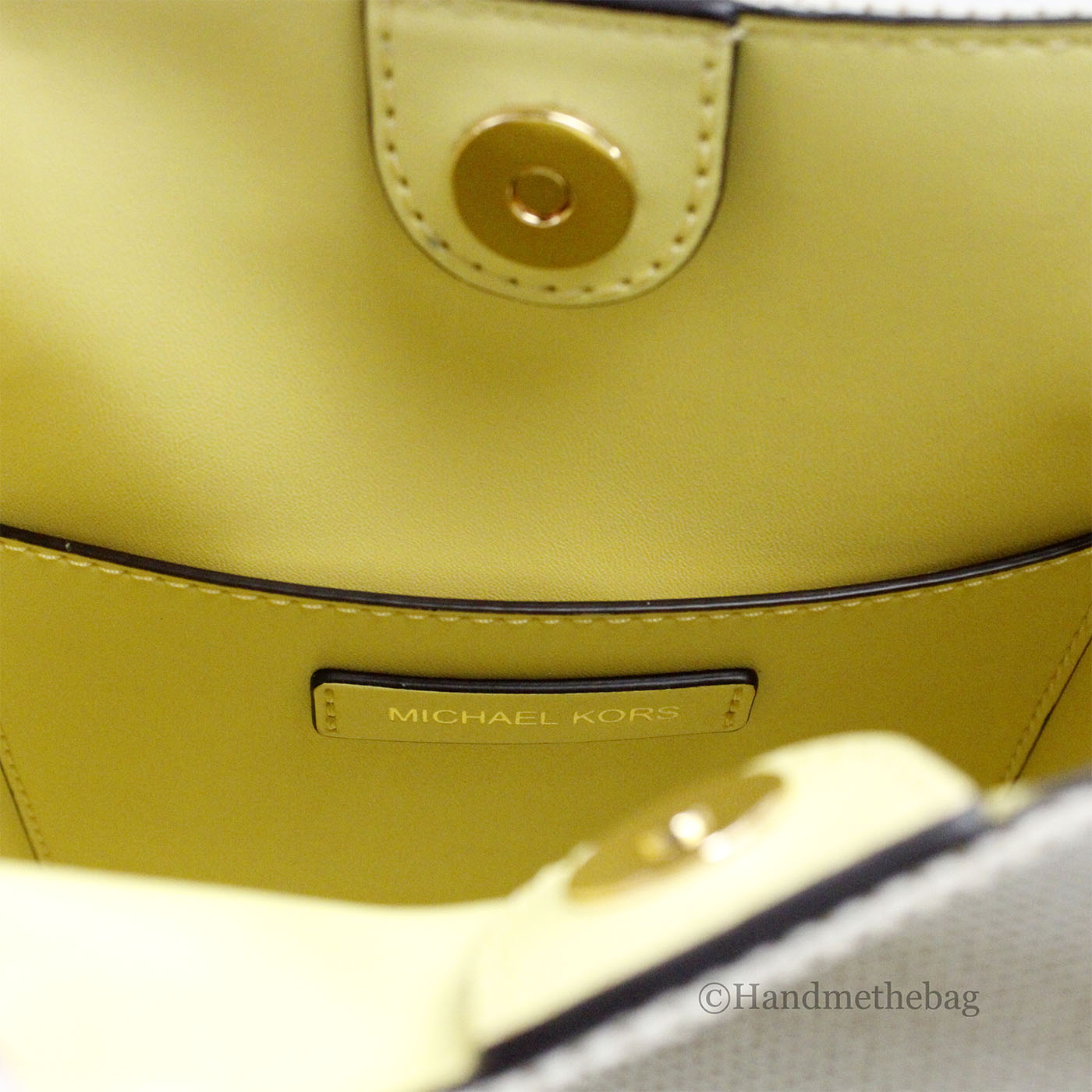 Michael Kors Emilia Small Canvas Snake Print Yellow Bucket Bag