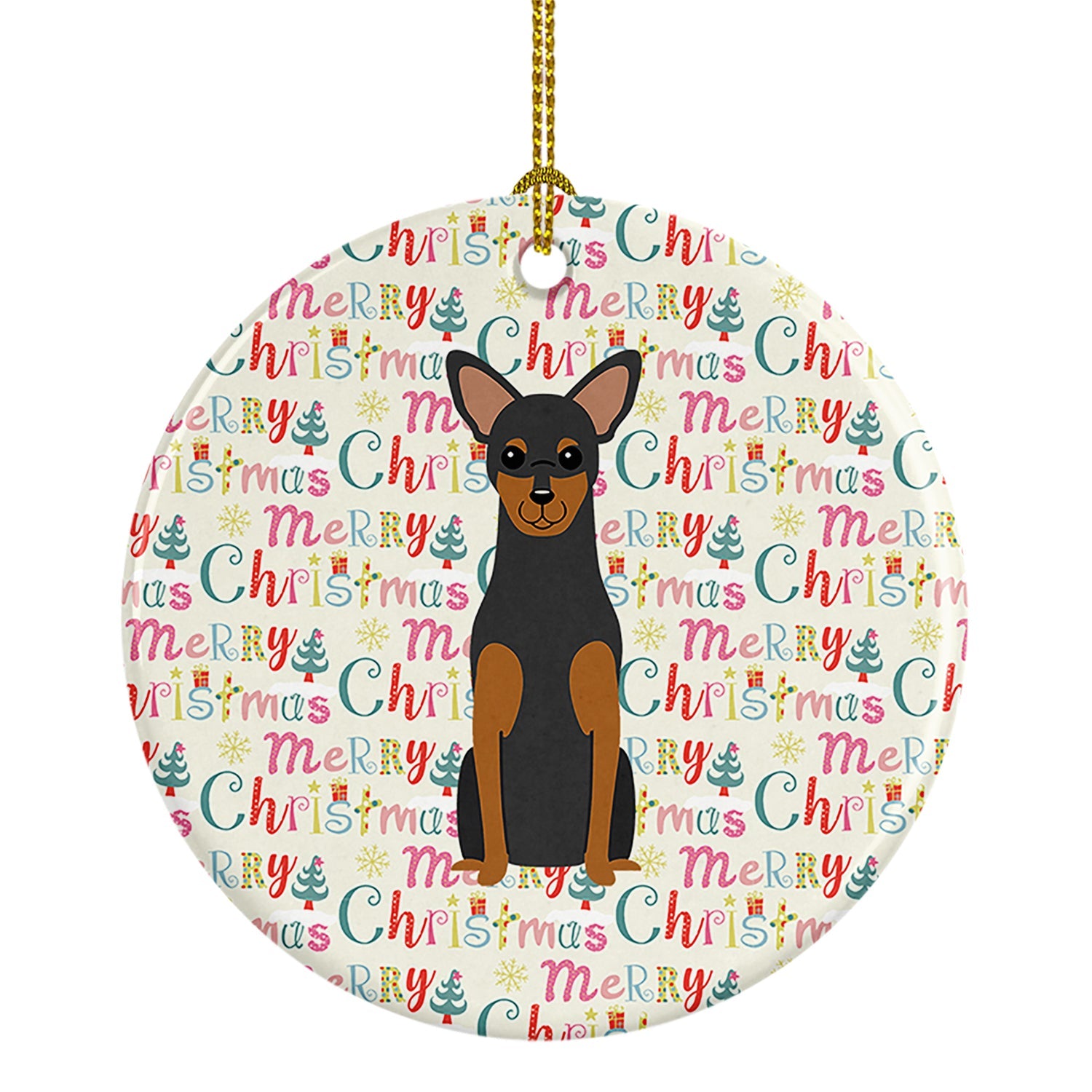 Merry Christmas Manchester Terrier Ceramic Ornament