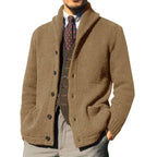 Men's Thickened Knitted Coat with Pockets and Buttons