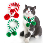Knitted Woolen Striped Christmas Scarf for Pets