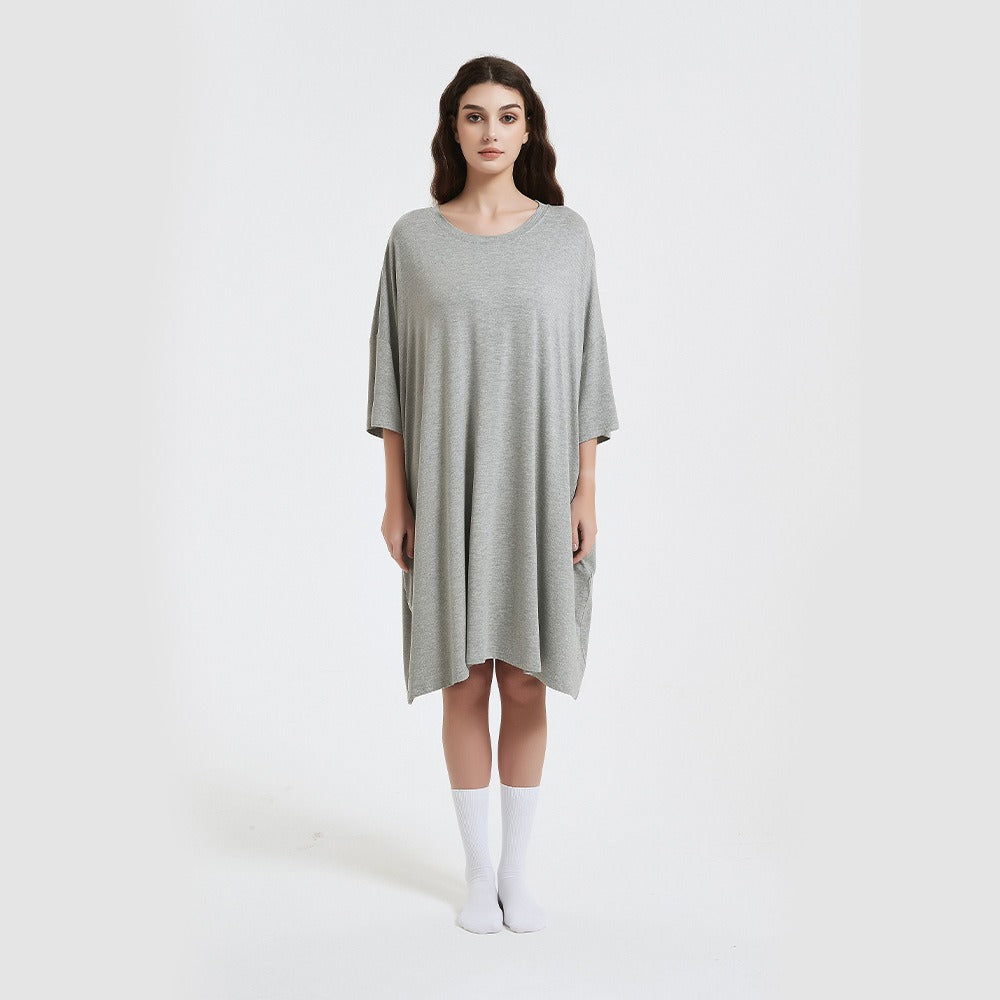 Short Sleeve Printed Cotton Nightgown for Women