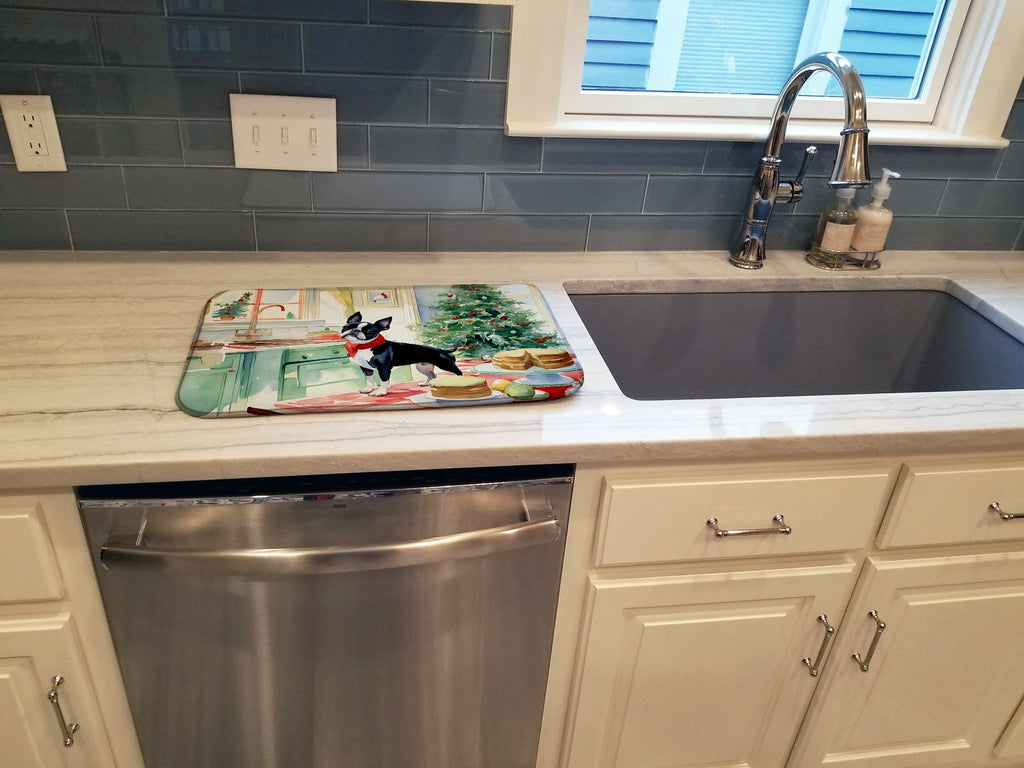 Boston Terrier Christmas Cookies Dish Drying Mat