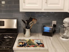 Belgian Sheepdog Cozy Christmas Glass Cutting Board