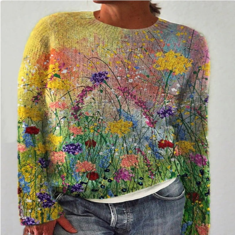 3D Printed Round Neck Women's Sweater Fashion