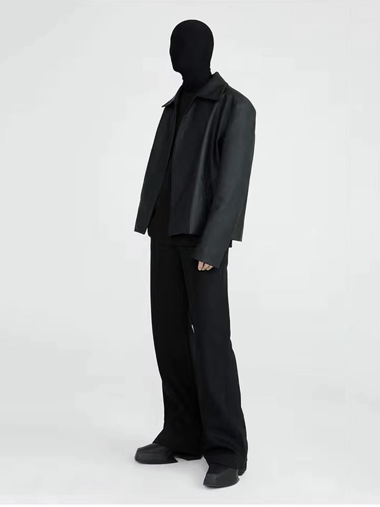Minimalist PU Leather Jacket for Men - Spring/Fall 2024
