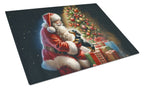 Dachshund and Santa Claus Glass Cutting Board