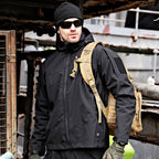 Men's Soft Shell Hooded Tactical Jacket with Pockets