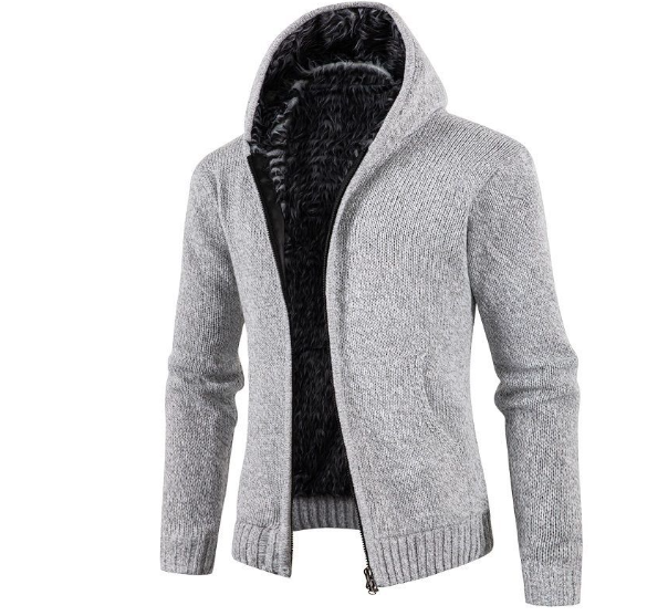 Fashionable Hooded Knit Cardigan Sweater (One Piece)