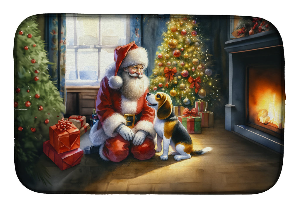 Beagle and Santa Claus Dish Drying Mat
