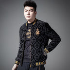 Men's Velvet Embroidered Baseball Jacket for Autumn/Winter
