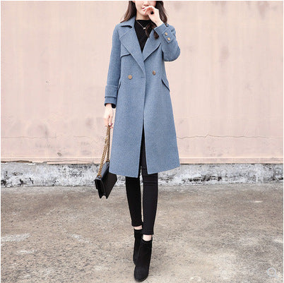 Hepburn Style Women's Mid-Length Wool Coat