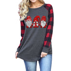 Santa Pattern Print Long Sleeve Raglan Shirt