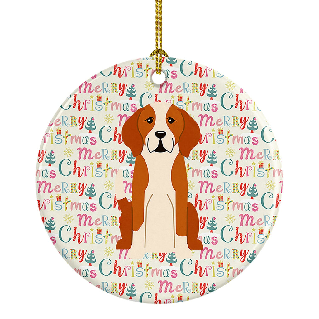 Merry Christmas English Foxhound Ceramic Ornament
