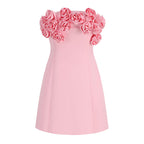 Tube Top Decorative Flowers Lace-up Party Dress