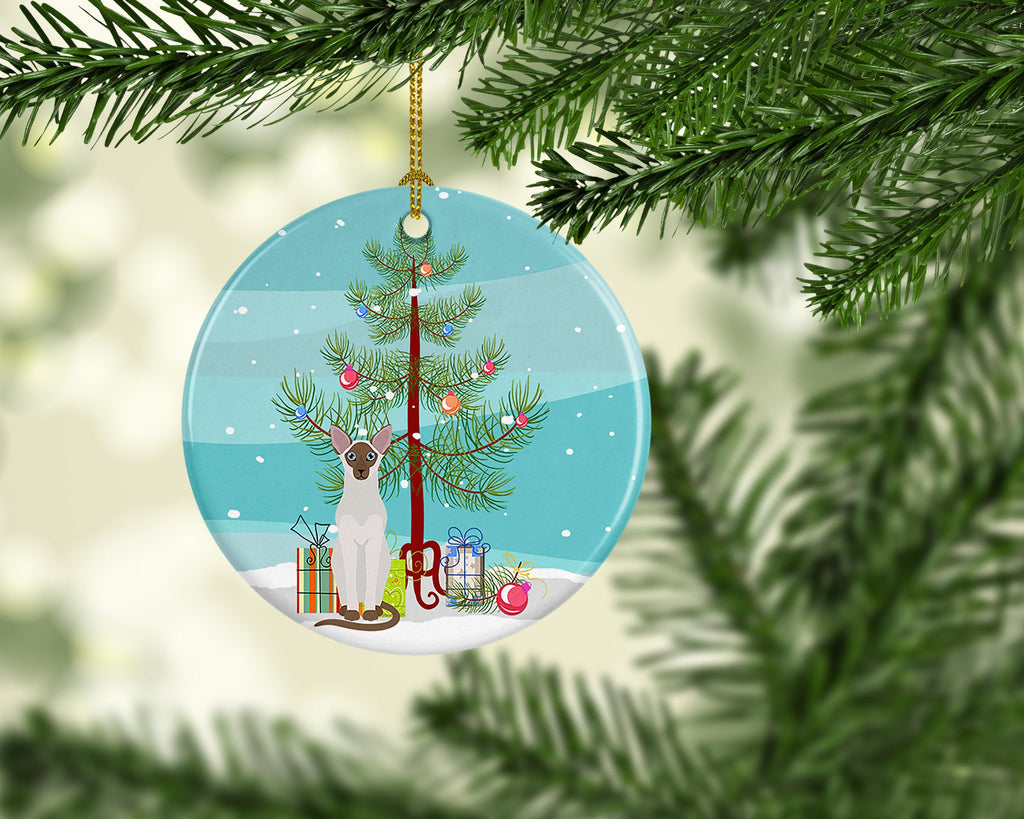 Colorpoint Shorthair Cat Christmas Ceramic Ornament