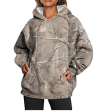Women's Oversized Camouflage Hoodie with Maple Leaf Print | Streetwear