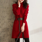 Knitted Half Turtleneck Dress for Spring and Autumn